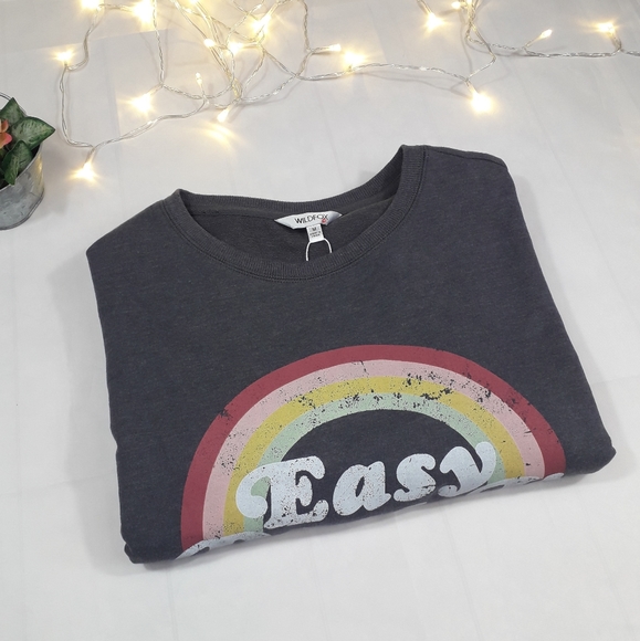 Wildfox | easy does it logo distressed graphic grey sweatshirt | Medium - Picture 2 of 13